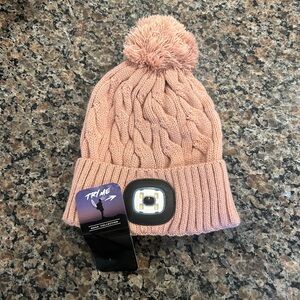 Night‎ Scope Pink Knit Pom-Pom Beanie with built in light for outdoor camping